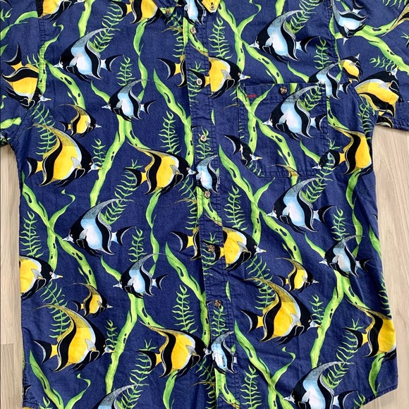 Vintage Angelfish Seaweed Print Button Down. XLT - Picture 2 of 9